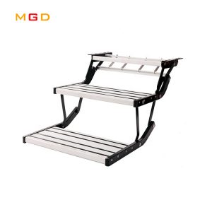 Aluminum Alloy RV Motorhome Travel Trailer Folding Step With Rubber Skid Strip