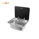 Hot sale factory direct supply stainless steel sink with safety glass lid for RV Caravan motorhome camper yacht-meygood