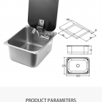 Stainless Steel RV Square Sink Tempered Glass Top Cover Caravan Sink Reserve Holes Motorhome Square Sink-meygood